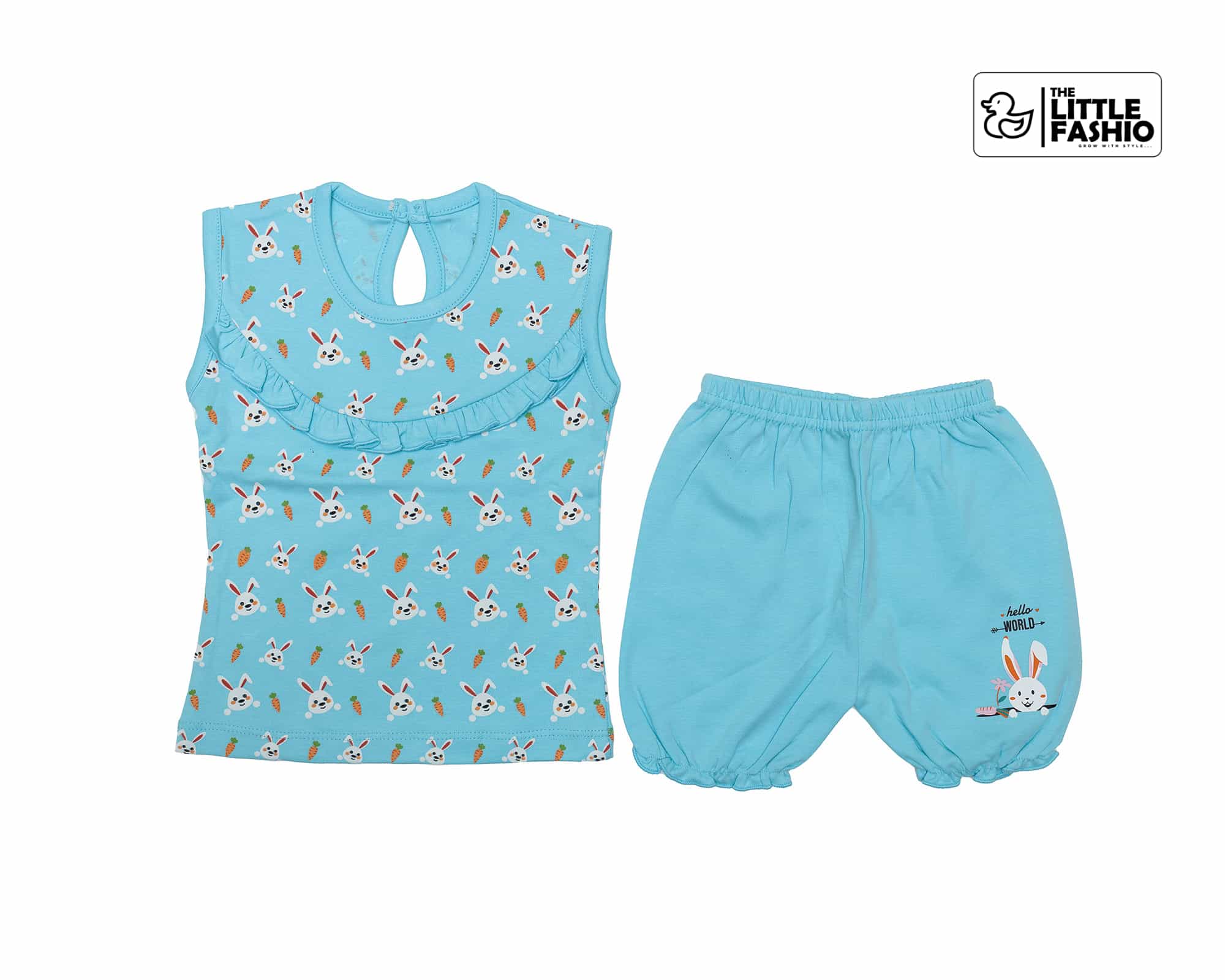 Blue Cotton Frock with Shorts